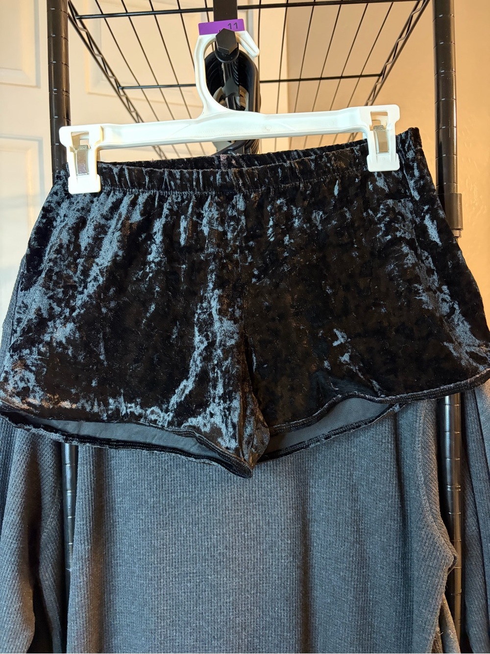Crushed Velvet Women's Athletic Shorts in Black